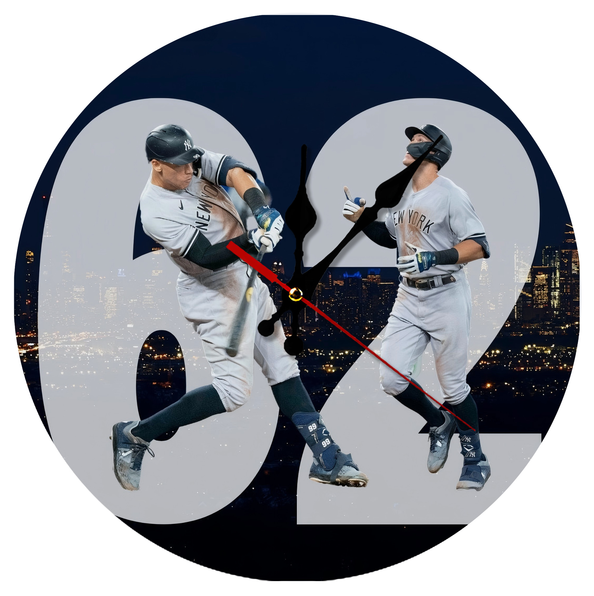 Aaron Judge 62 Home Runs Silent Round Wall Clock – Modern & Stylish DIY Design, Durable Wood Construction, Easy To Install – Perfect For Office, Bedroom, Living Room, And More